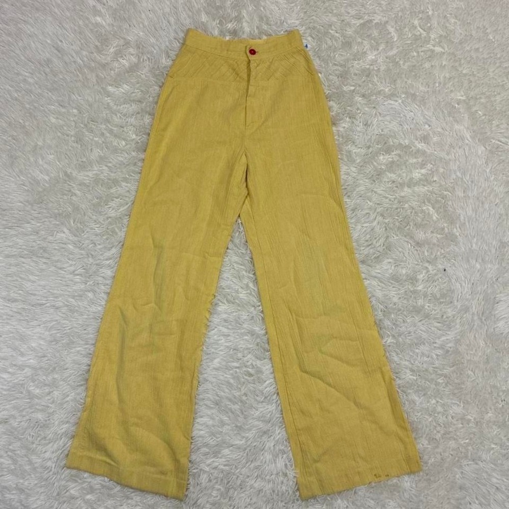 The Purple Gang Vintage Retro Fairycore 70s Boho Flare Yellow breathable Pants